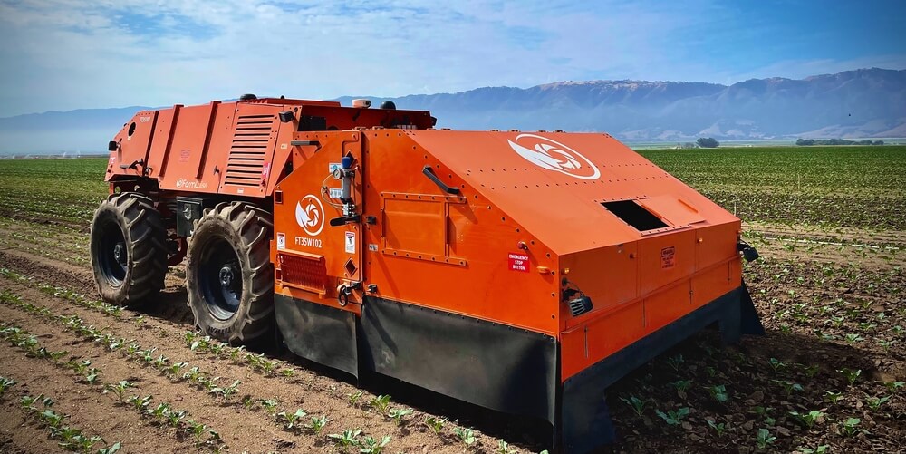 A FarmWise Titan robot analyzing the field